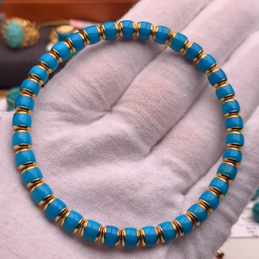 绿松石18K金镶嵌车挂