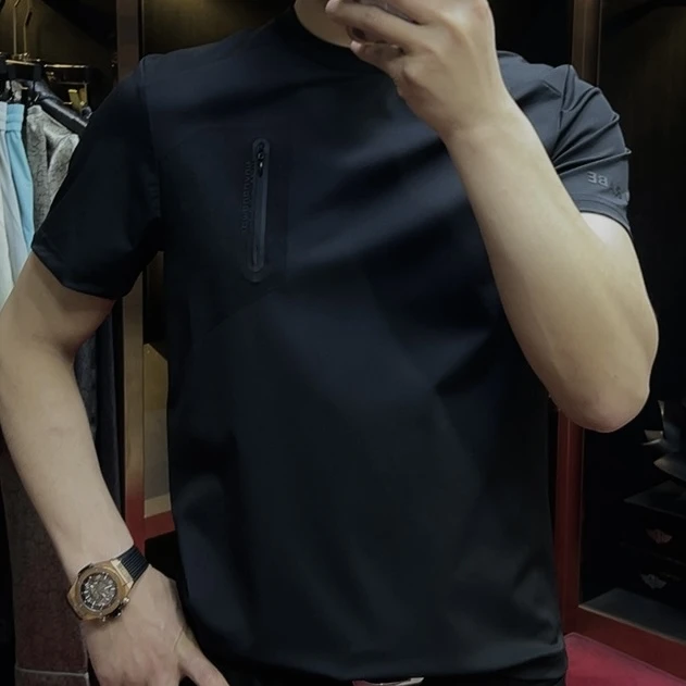 2025-35068#夏季男士冰丝户外薄款速干透气时尚百搭圆领短袖T恤