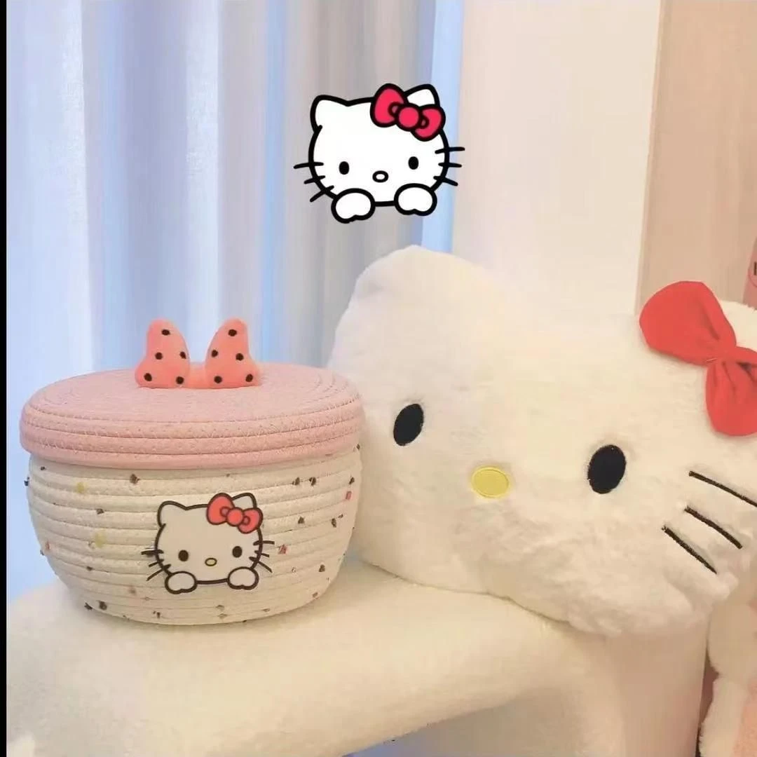 【新款】可爱棉线编织收纳筐卧室收纳盒玩具桌面杂物收纳篮零食筐G