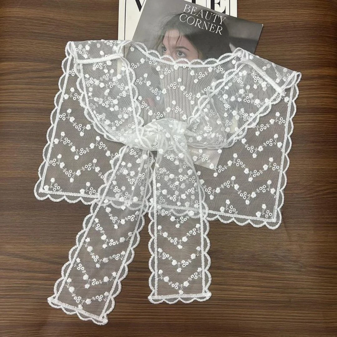 蕾丝花边小披肩丝巾2025春夏季新款甜美海军领披肩薄款女百搭ins