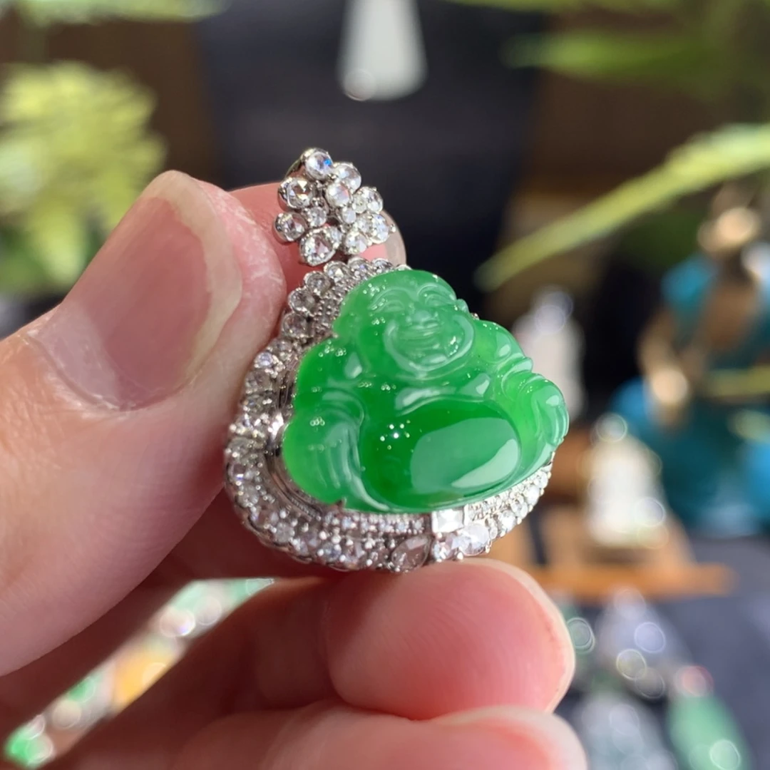 【闪购商品】翡翠颈饰18K金镶嵌佛公