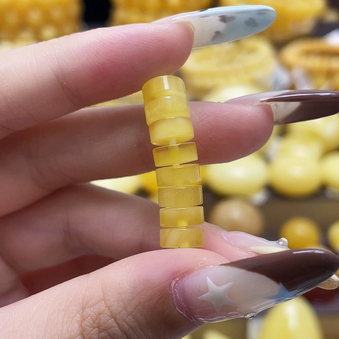 琥珀未镶嵌裸石7.5mm隔片微瑕