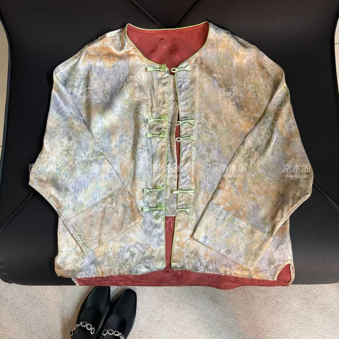 （星海）2025新款星海常规款薄款新中式女刻花短外套长袖袖浅色