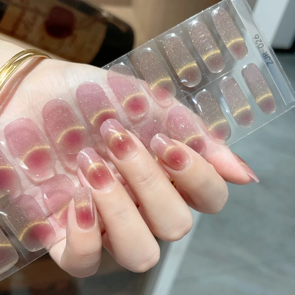 [照灯变硬]香芋月光026半固化凝胶指甲贴美甲贴防水不掉20个甲片