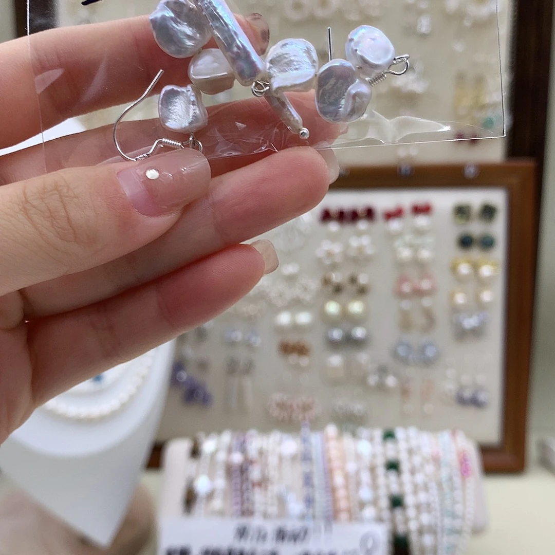 银S925镶嵌耳饰淡水珍珠