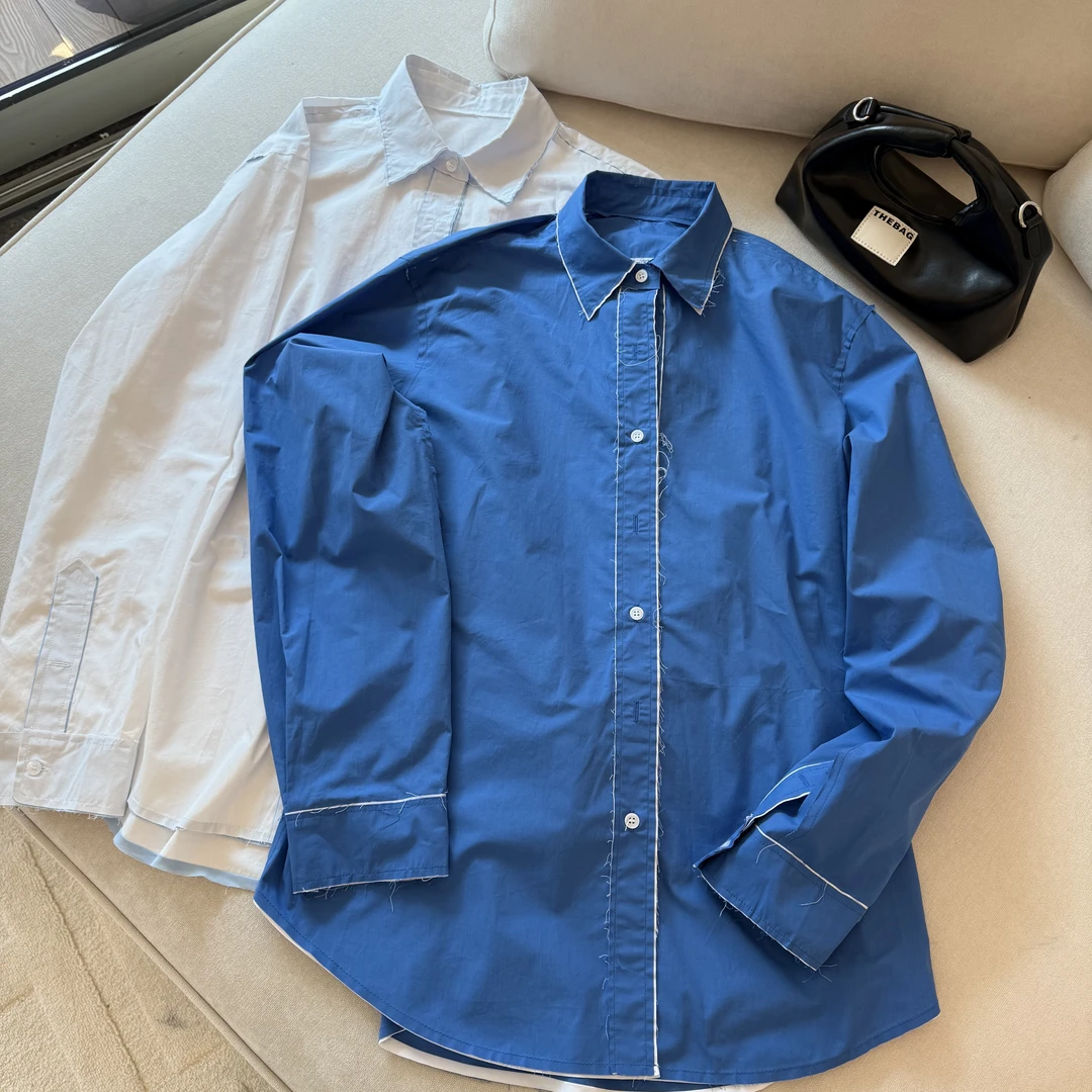 YUXI▪️2025春季新款欧韩版简约两色衬衫女