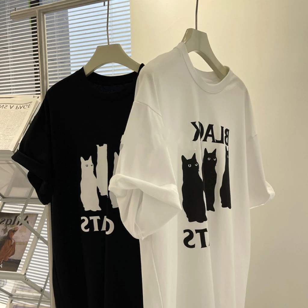 短袖t恤女2024夏季新款休闲胖mm半袖oversize宽松情侣上衣服ins风