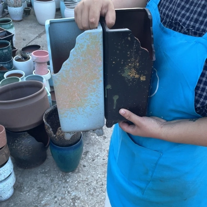 紫砂花盆口11高27瑕疵瑕疵