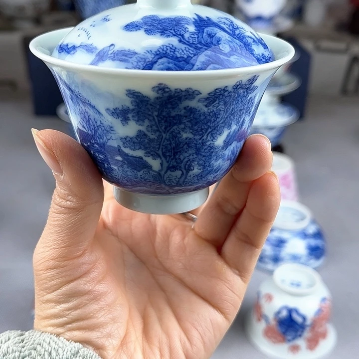 福利山水盖碗一个