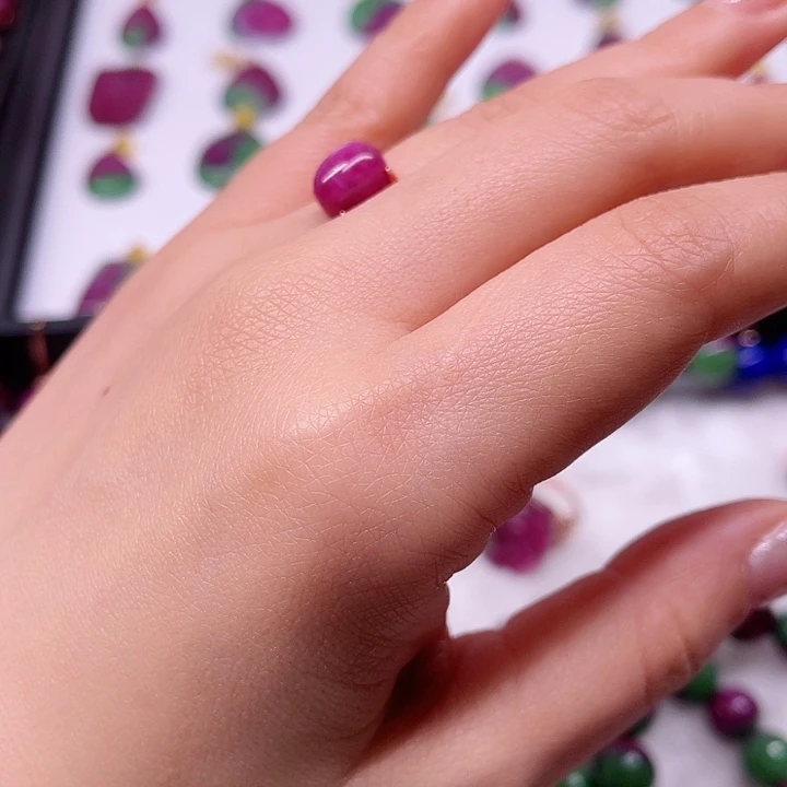 红宝石戒指银S925镶嵌