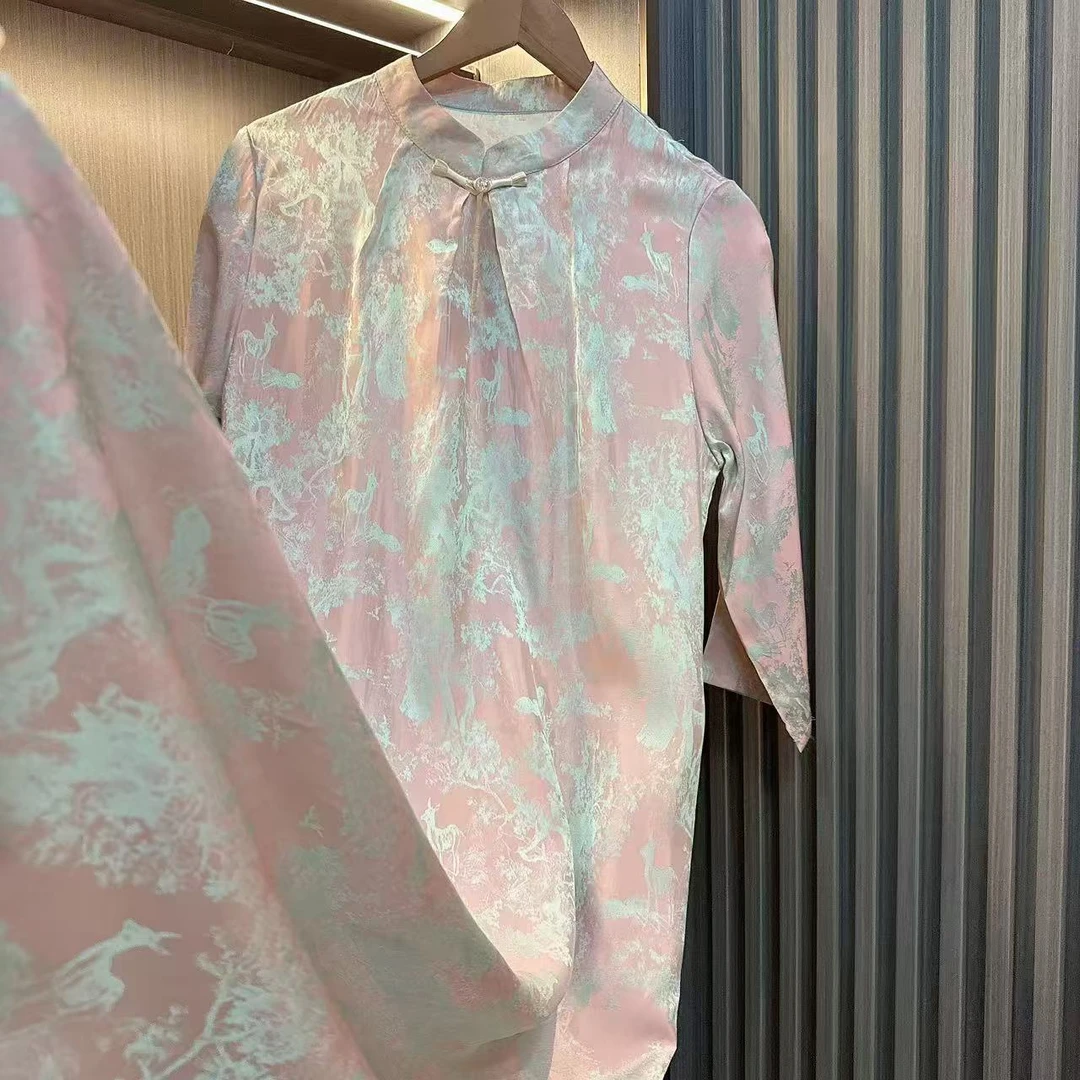 胭脂-新中式连衣裙新款高端奢华复古盘扣改良旗袍国风气质显瘦裙