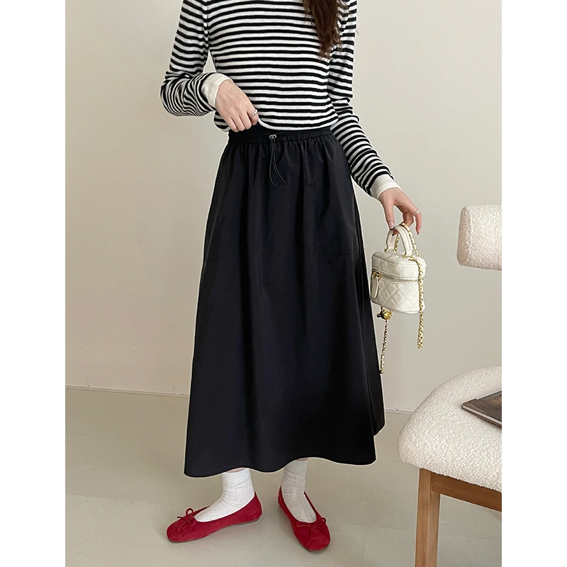 CKOUCCOO/扣蔻三醋酸大码垂感阔腿工装裙2025新款休闲显瘦半身裙