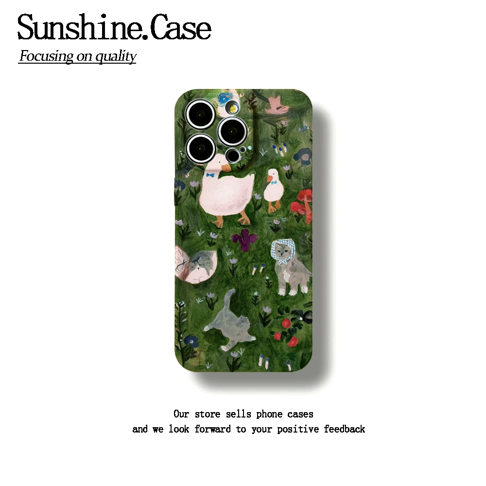 油画小动物菲林软壳适用苹果oppo华为荣耀vivo小米一加防摔全包