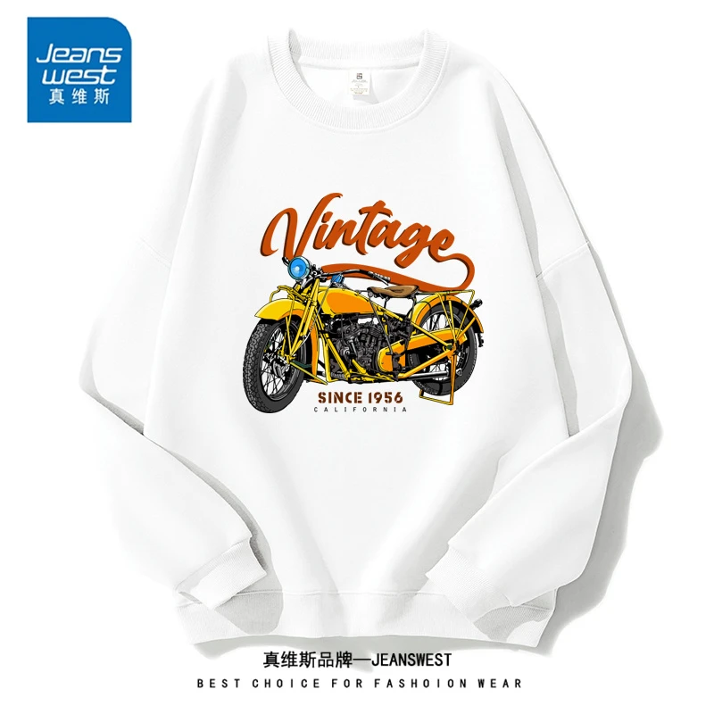 真维斯秋冬新款男女同款ins印花套头卫衣宽松百搭潮流打底上衣