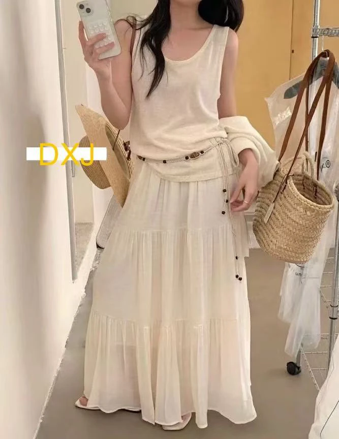 【大欣家】8839「水蜜桃」波西米亚款腰带新款简约设计款半裙