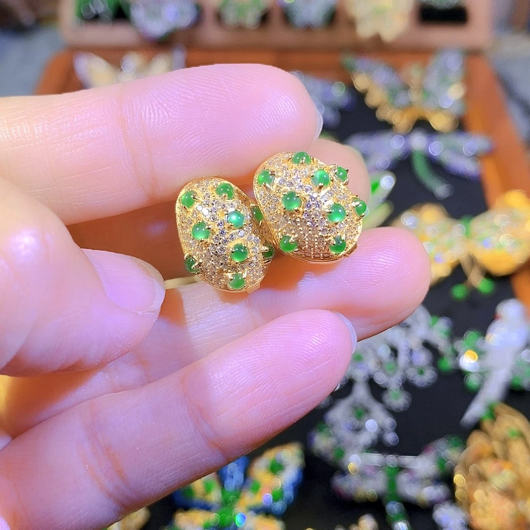 吊坠(不含链)银S925镶嵌翡翠