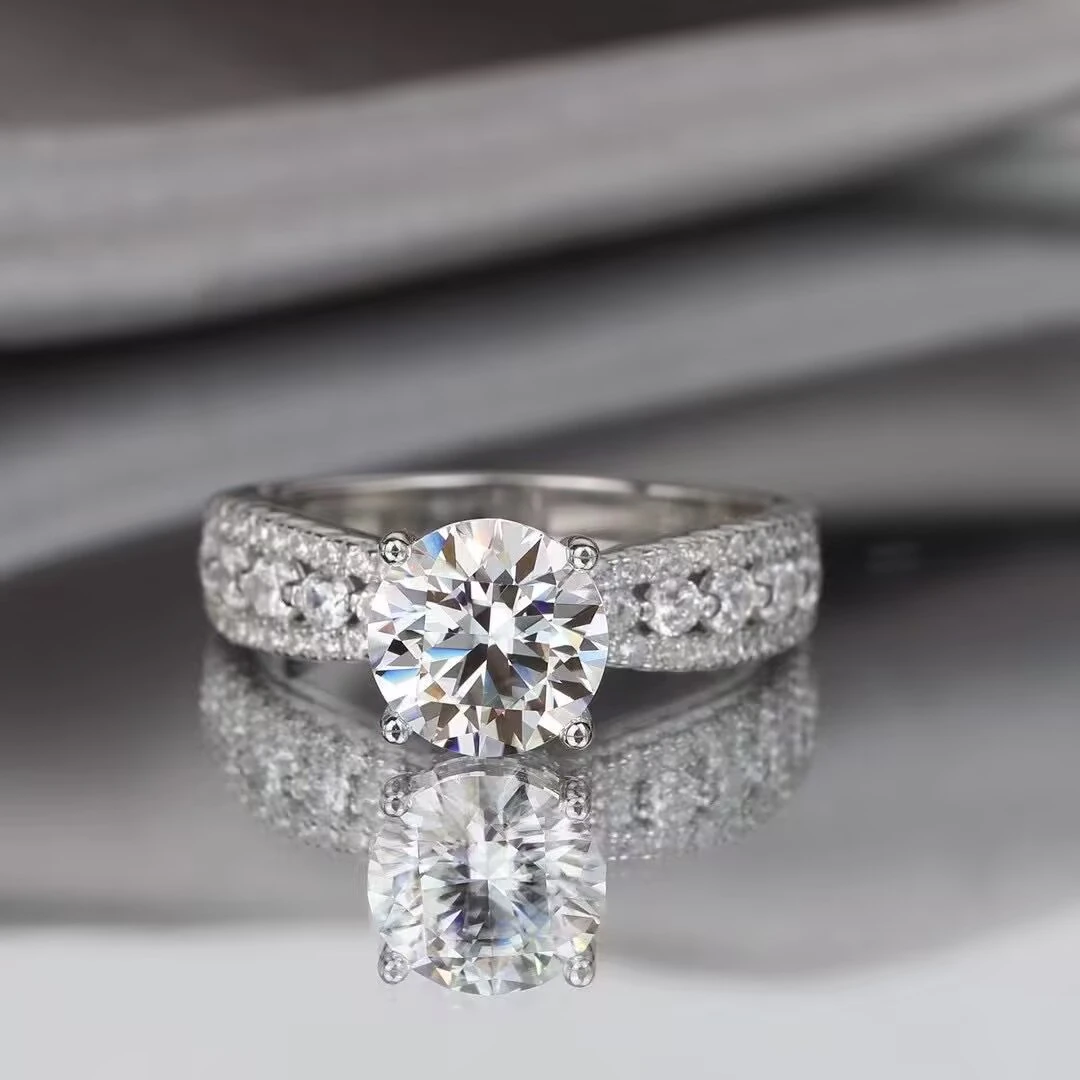 925银莫桑石银制品 【星海】1-3卡高品质D色莫桑钻婚戒时尚轻奢女戒