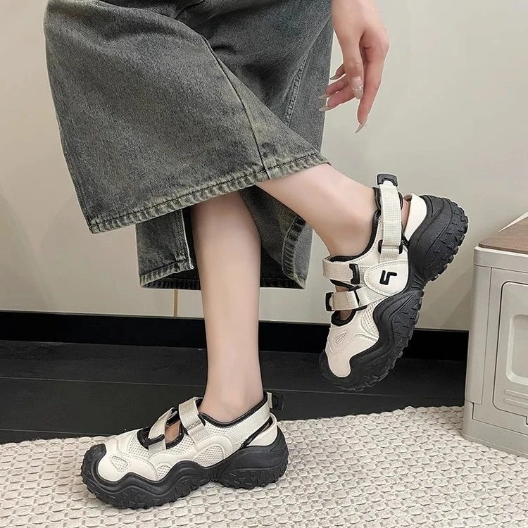 时尚厚底透气老爹鞋女夏季ins风潮鞋网面包头凉鞋百搭复古