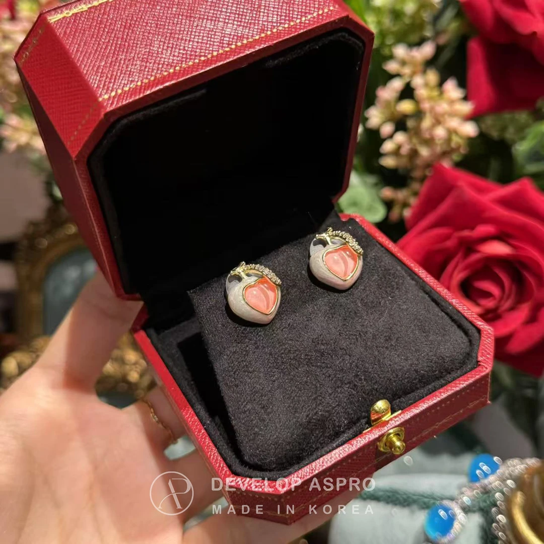 非金属莫桑石耳饰 【水蜜桃-现货】韩国上新爆款轻奢中古耳钉SP149