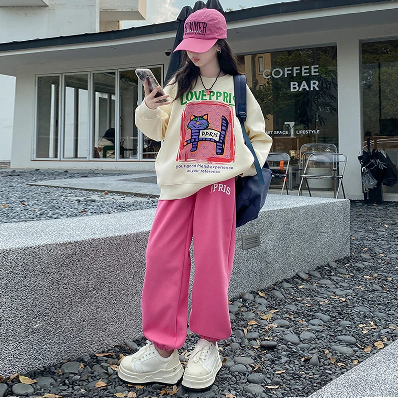 女童春秋套装中大童两件套儿童多巴胺运动装宽松10岁女孩春季卫衣