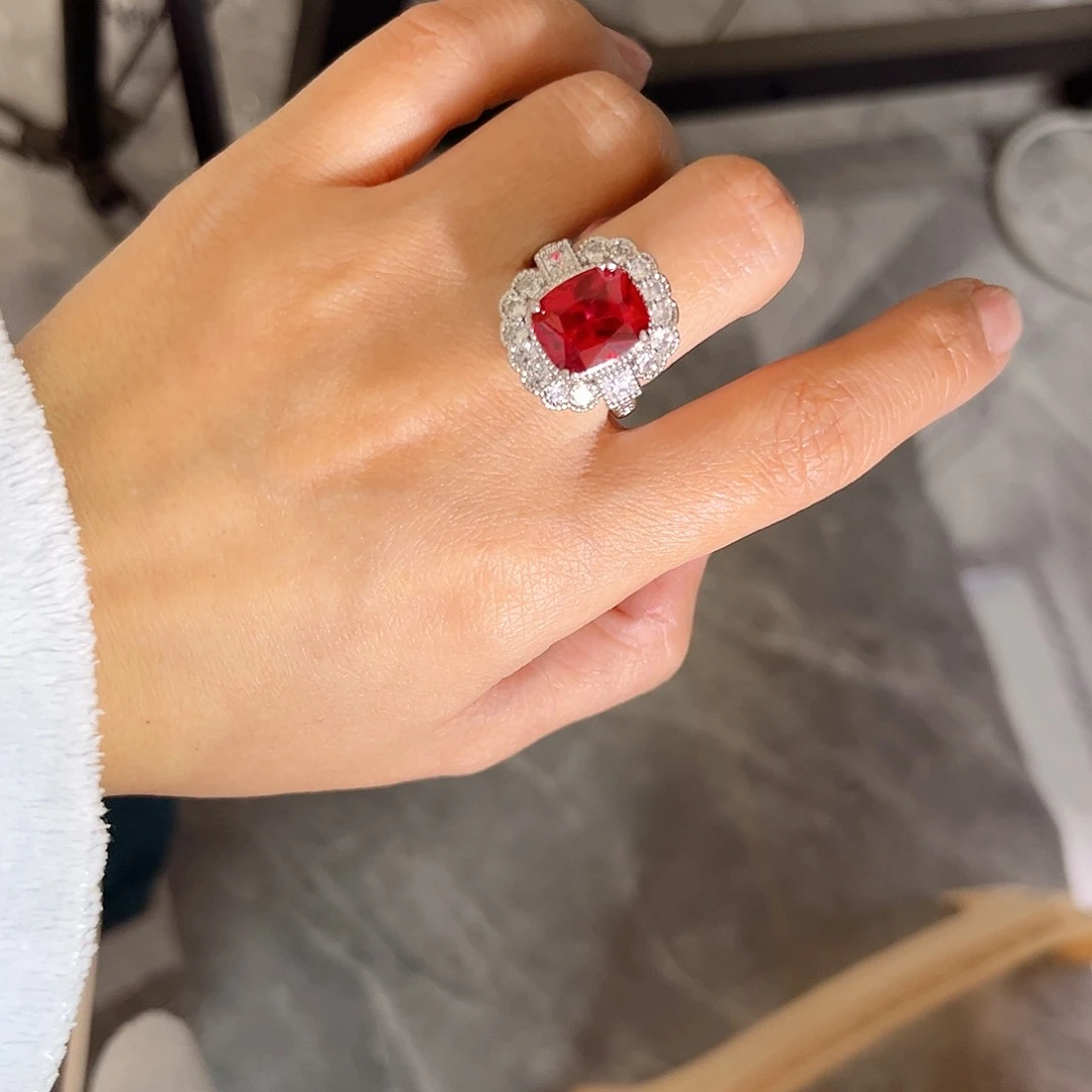 银S925镶嵌戒指红宝石