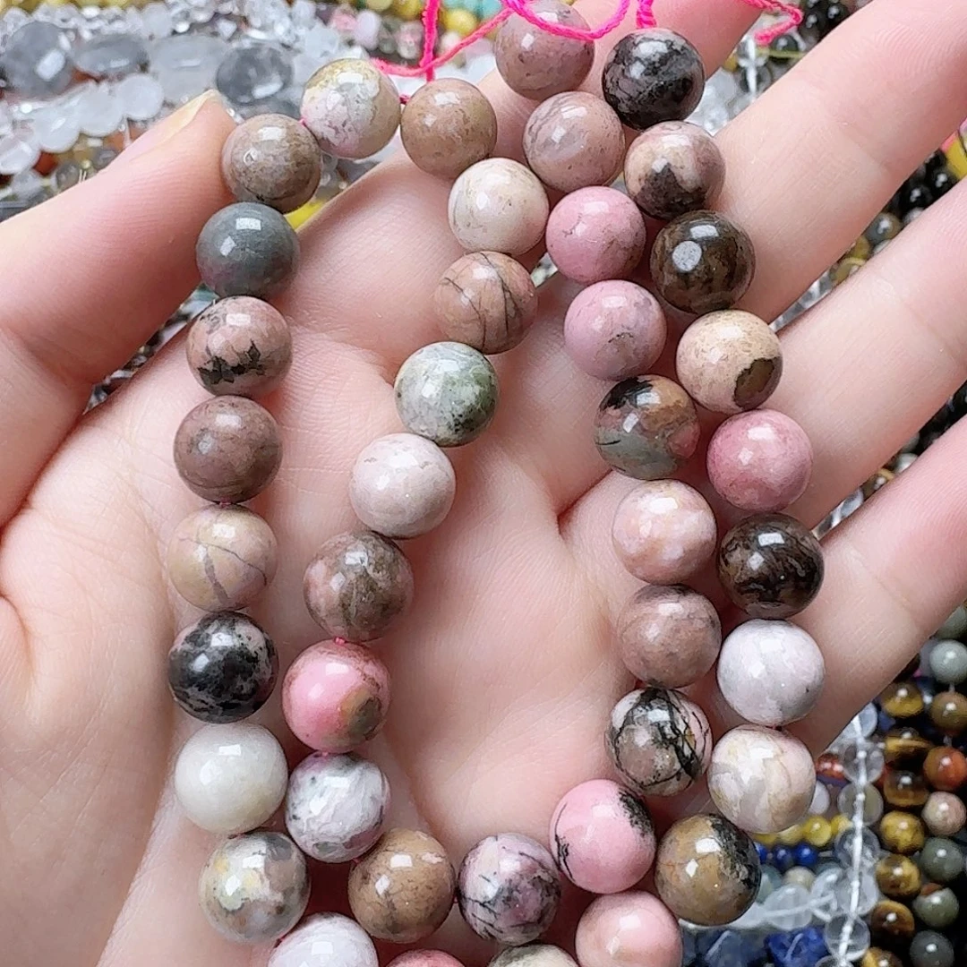 玛瑙/玉髓未镶嵌珠宝半成品卡10蔷薇石一条