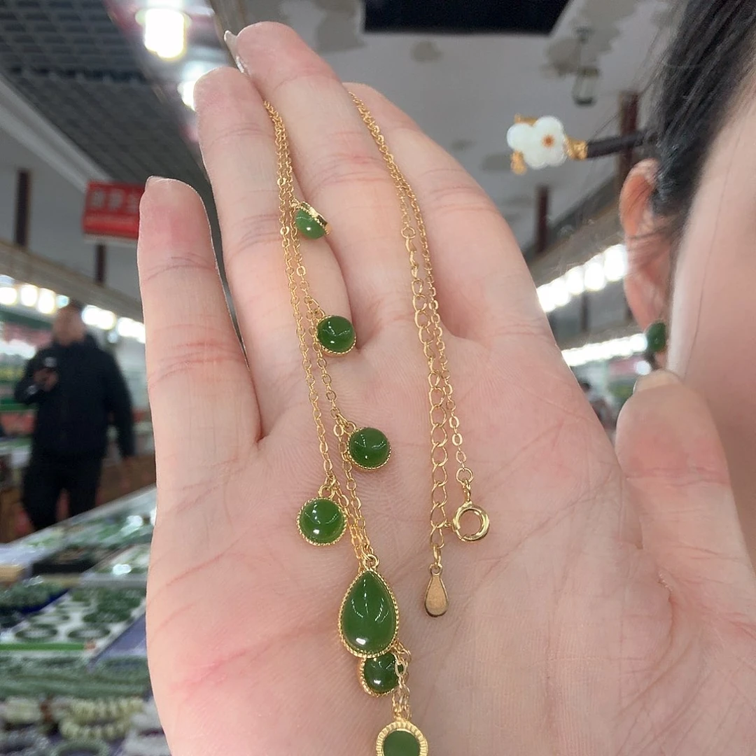 和田玉颈饰银S925镶嵌