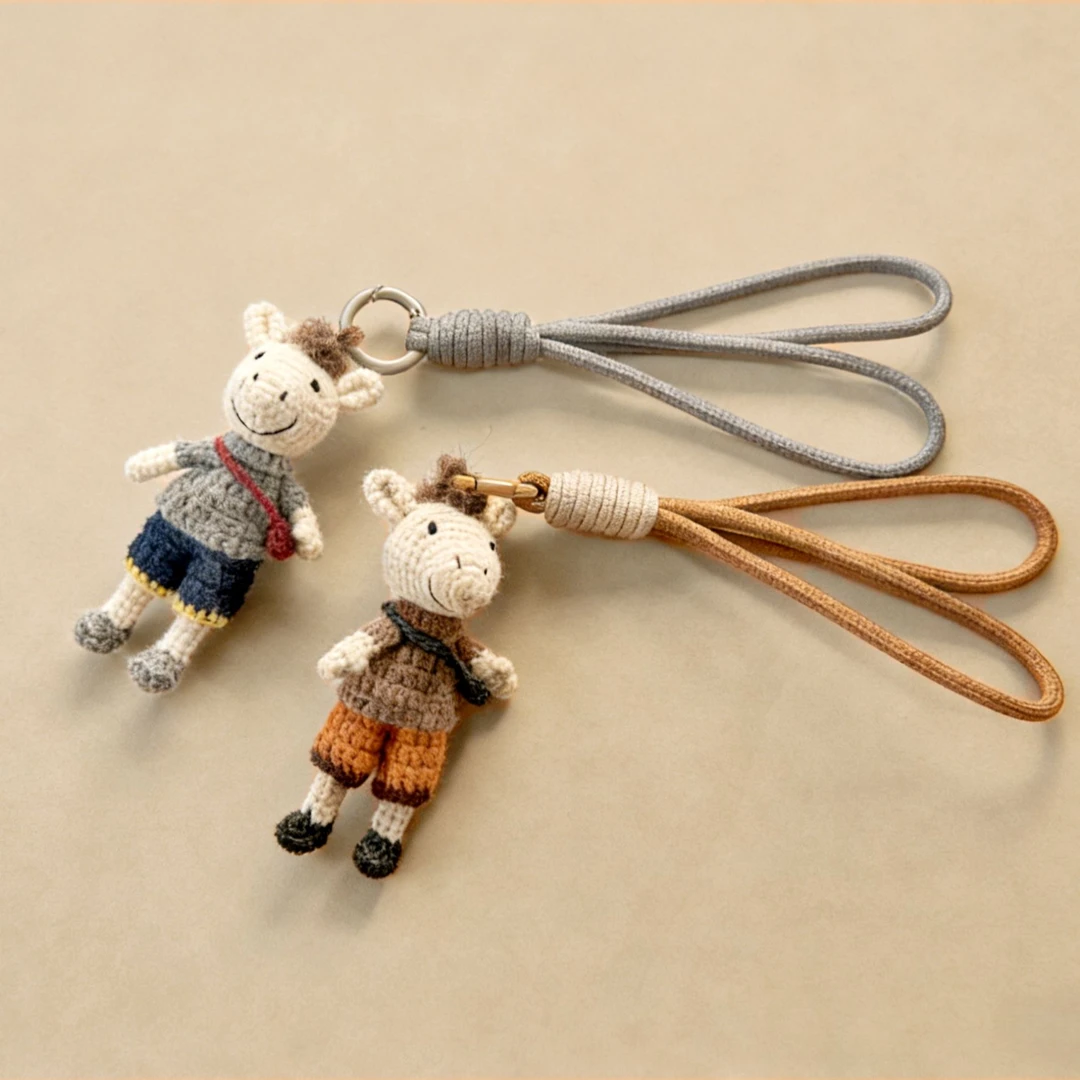 马年新年礼物可爱小马挂件毛线钩织公仔玩偶包包挂饰钥匙扣配饰