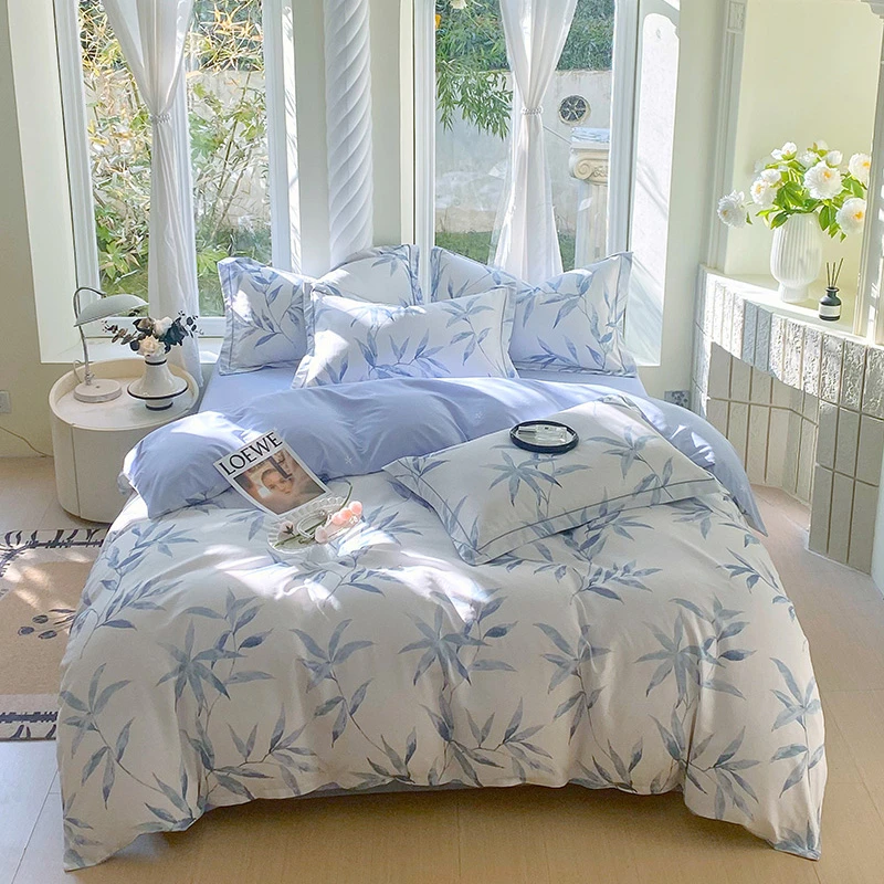 100%全棉四件套床笠款纯棉四件套简约清新套件学生套件