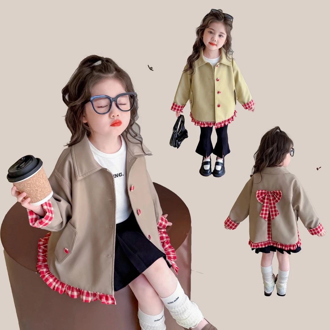 女童皮衣外套洋气甜美儿童PU皮风衣宝宝上衣小女孩春秋装2025新款