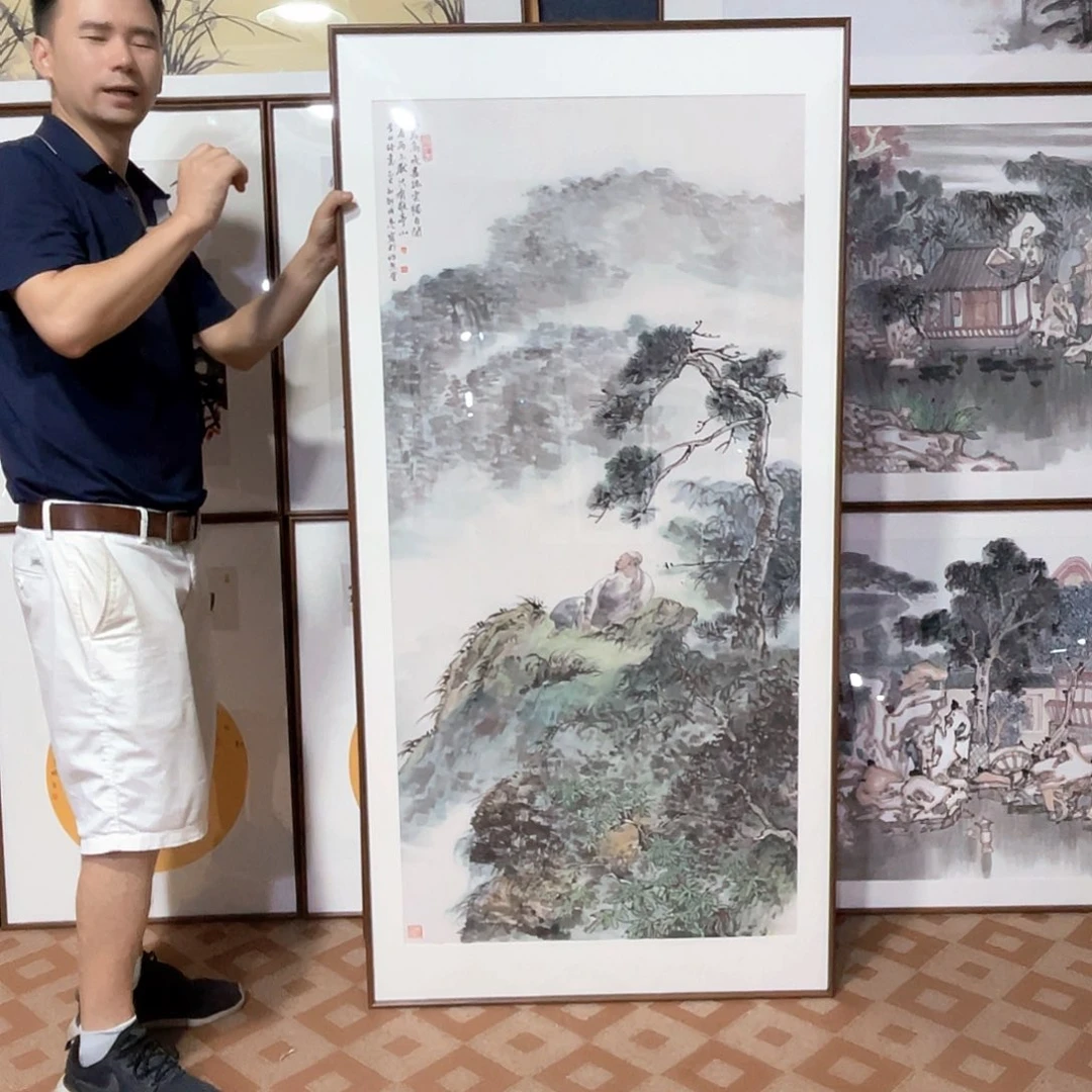 国画手绘画作品带框80/160