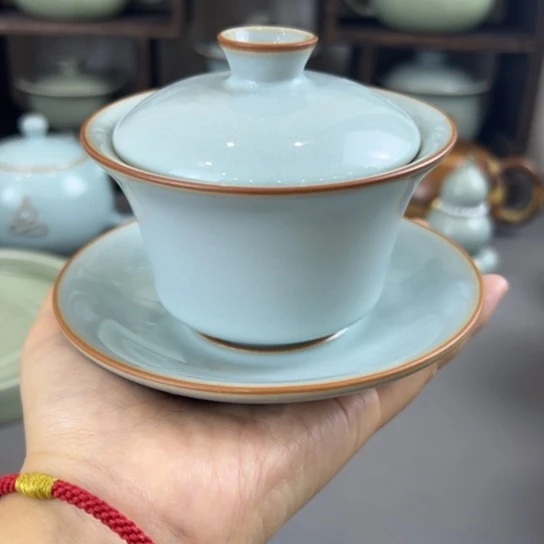 瓷片三才盖碗，不带礼盒