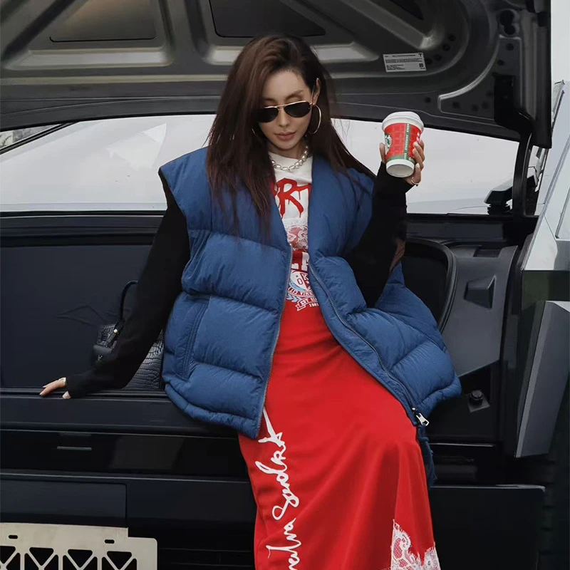 1ndwell1NDWELL  光影V领羽绒双面穿马甲