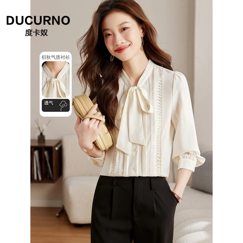 高级感飘带领蝴蝶结衬衣女长袖2025秋季新款休闲时尚衬衫气质上衣