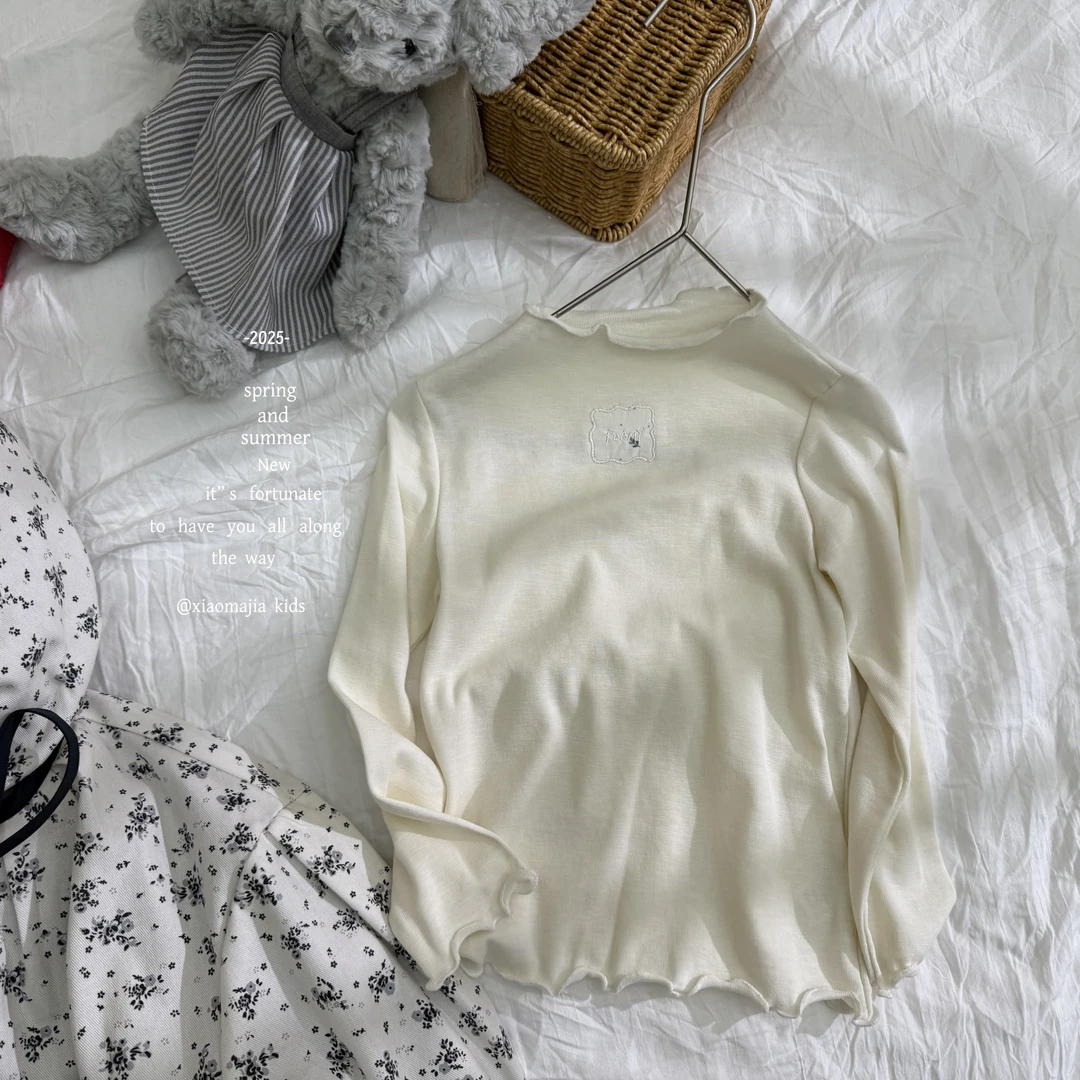 现货-小马家2025秋款女童花边长袖打底衫6533潮酷打底衫潮流上衣