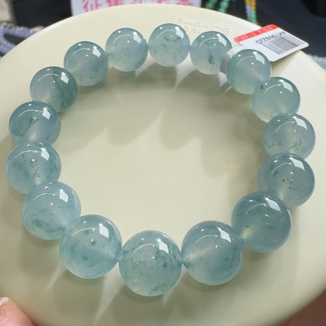 未镶嵌手链翡翠冰飘蓝花手串卡12.6 治愈！大漏！