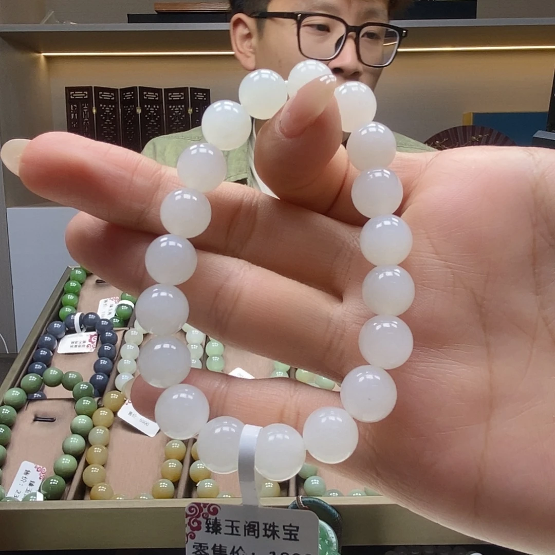 未镶嵌手串和田玉10mm白玉