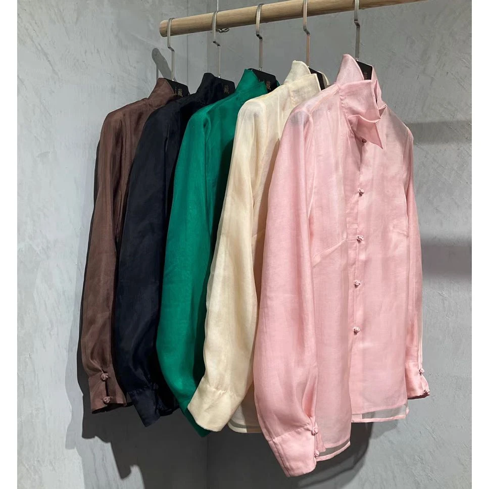 『花瓣衬衫』国风穿搭新款桑蚕丝气质时尚中式百搭衬衫