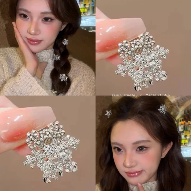 冰川雪花~是刘海夹！超闪雪花公主头小号抓夹甜美高级感发夹小夹子