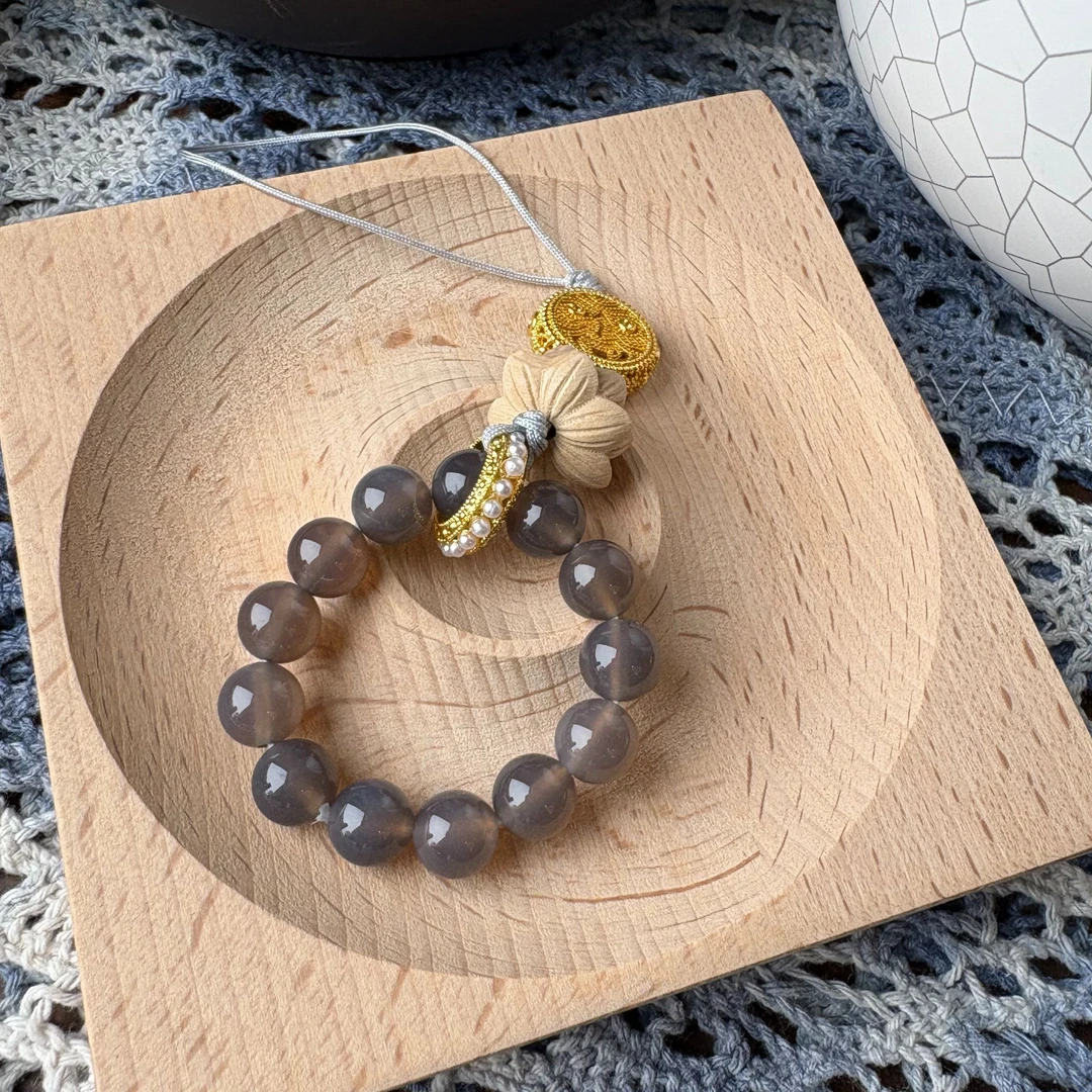 【普陀山国营官方】灰玛瑙手机挂906