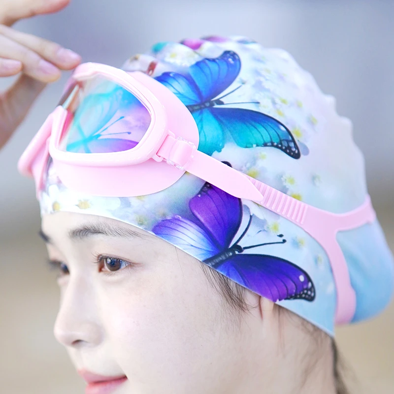 硅胶泳帽高弹防水不勒头加大护耳男女儿童长发时尚游泳装备舒适