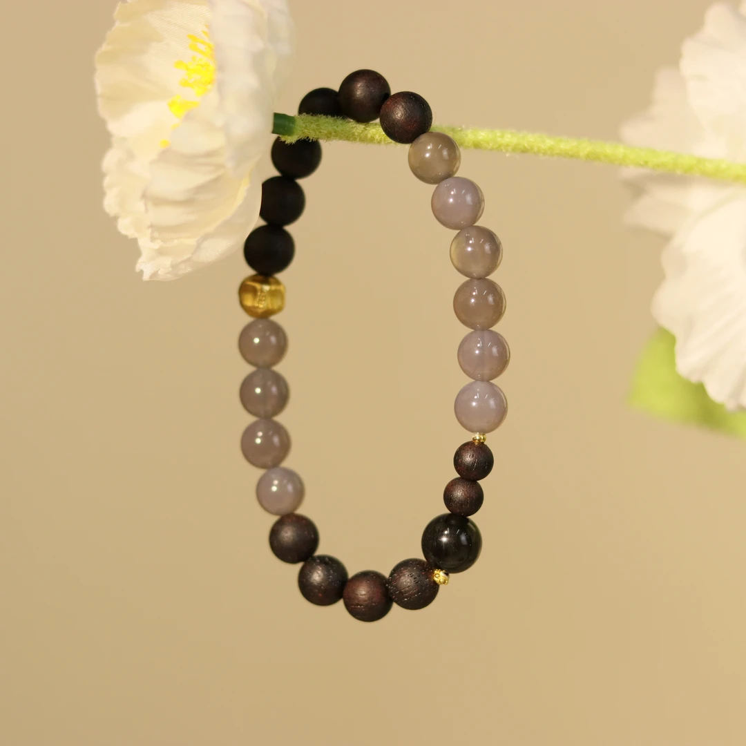 ZC10A18123降真香烟灰玛瑙单圈手串8m（多样性发货）