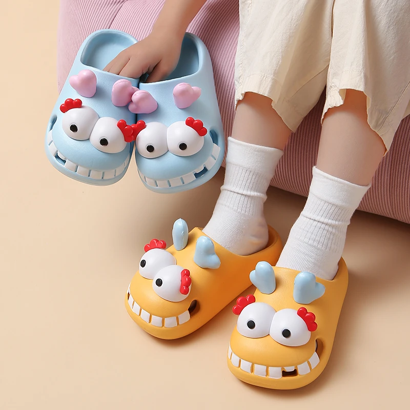 可爱搞怪亲子凉拖鞋女厚底洞洞鞋女夏天卡通龙拖鞋情侣浴室款夏季