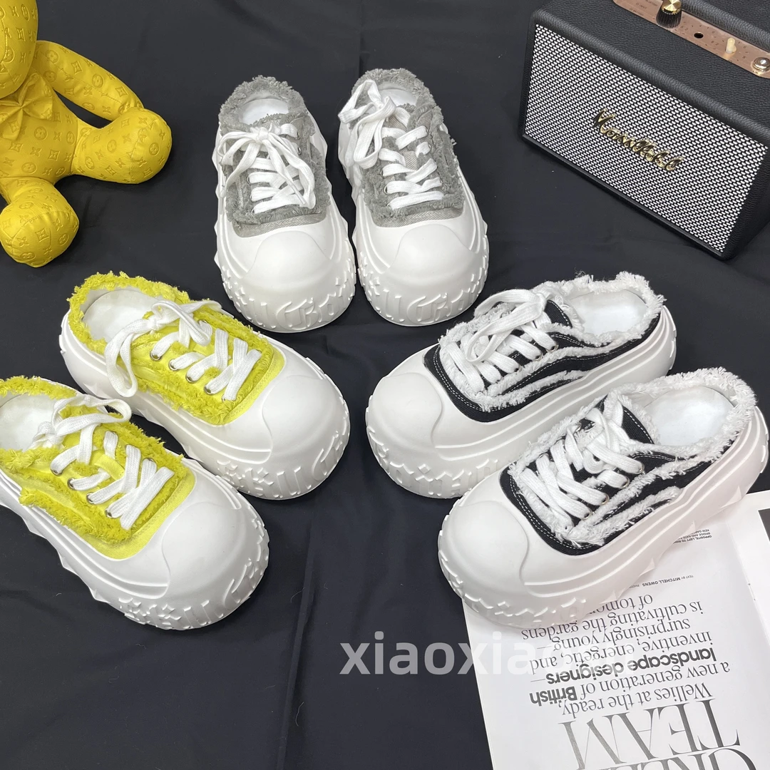 小小苏单鞋时尚厚底圆头鞋春季百搭低帮半托小白鞋;ECX27005