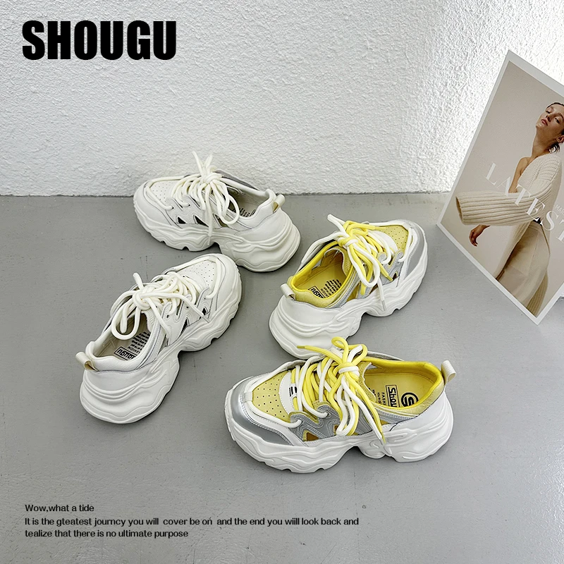 shougu/首谷厚底老爹鞋女小个子增高防滑时尚潮流百搭运动休闲鞋