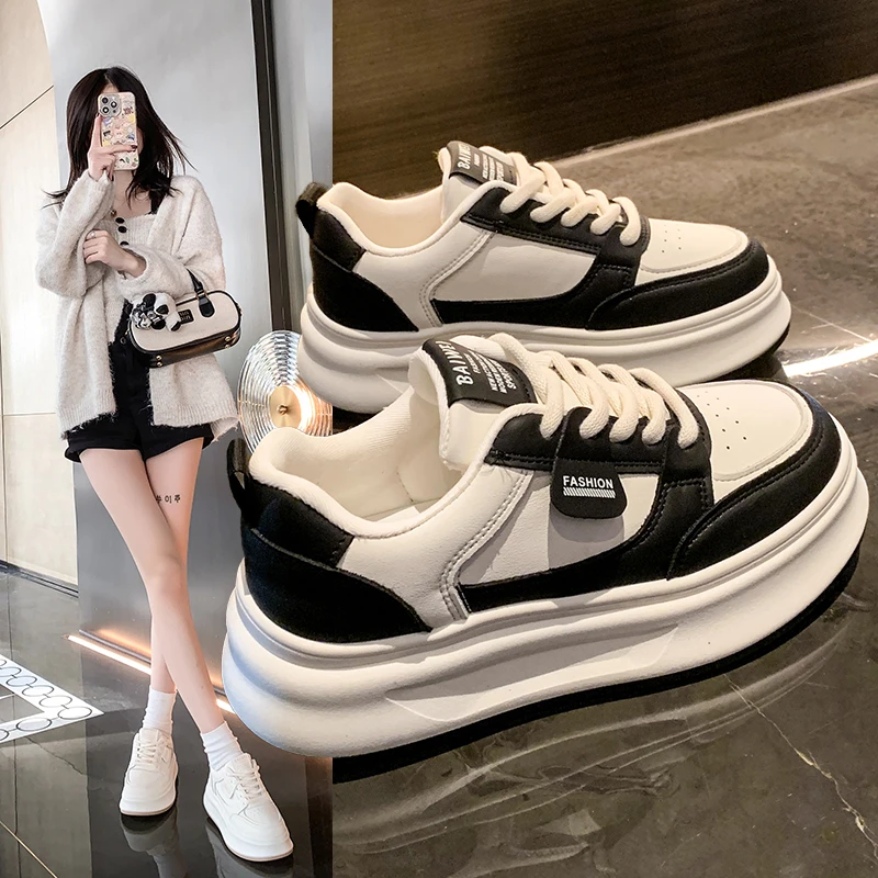 (单里+加绒)【现货】小白鞋女2025秋冬百搭休闲板鞋小众增高厚底鞋