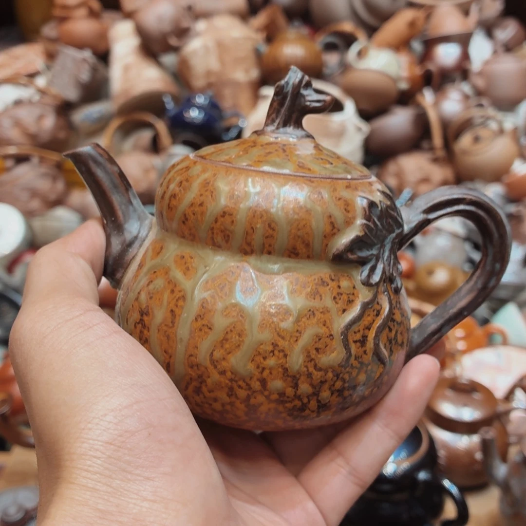 柴烧老岩泥手工茶壶器皿