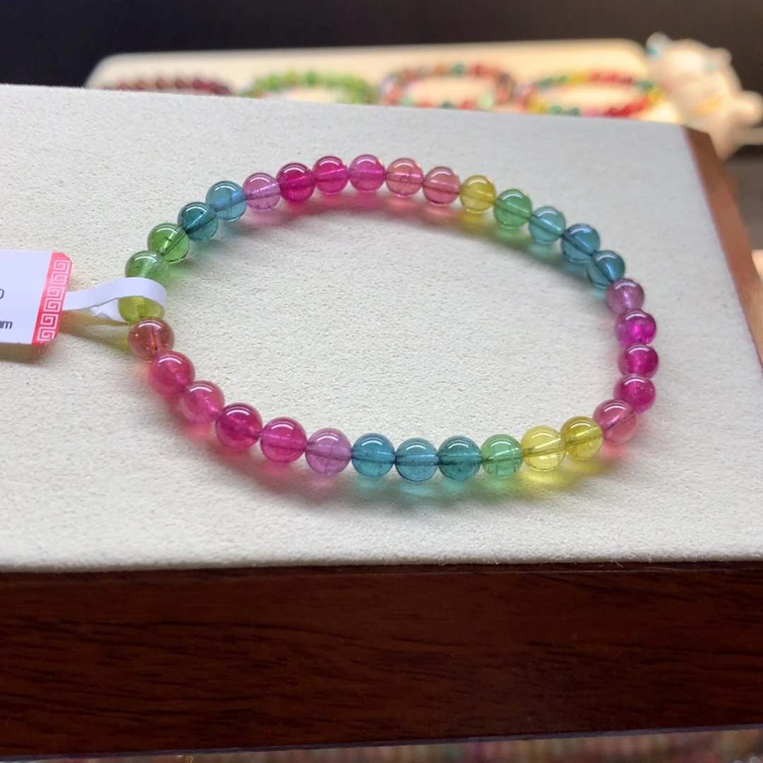 碧玺未镶嵌手串荧光彩虹碧玺