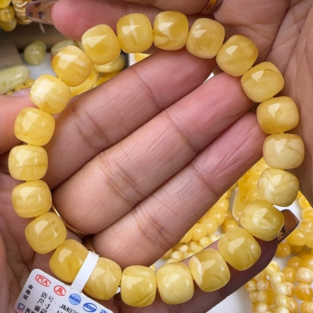 蜜蜡手链未镶嵌白花老型手串