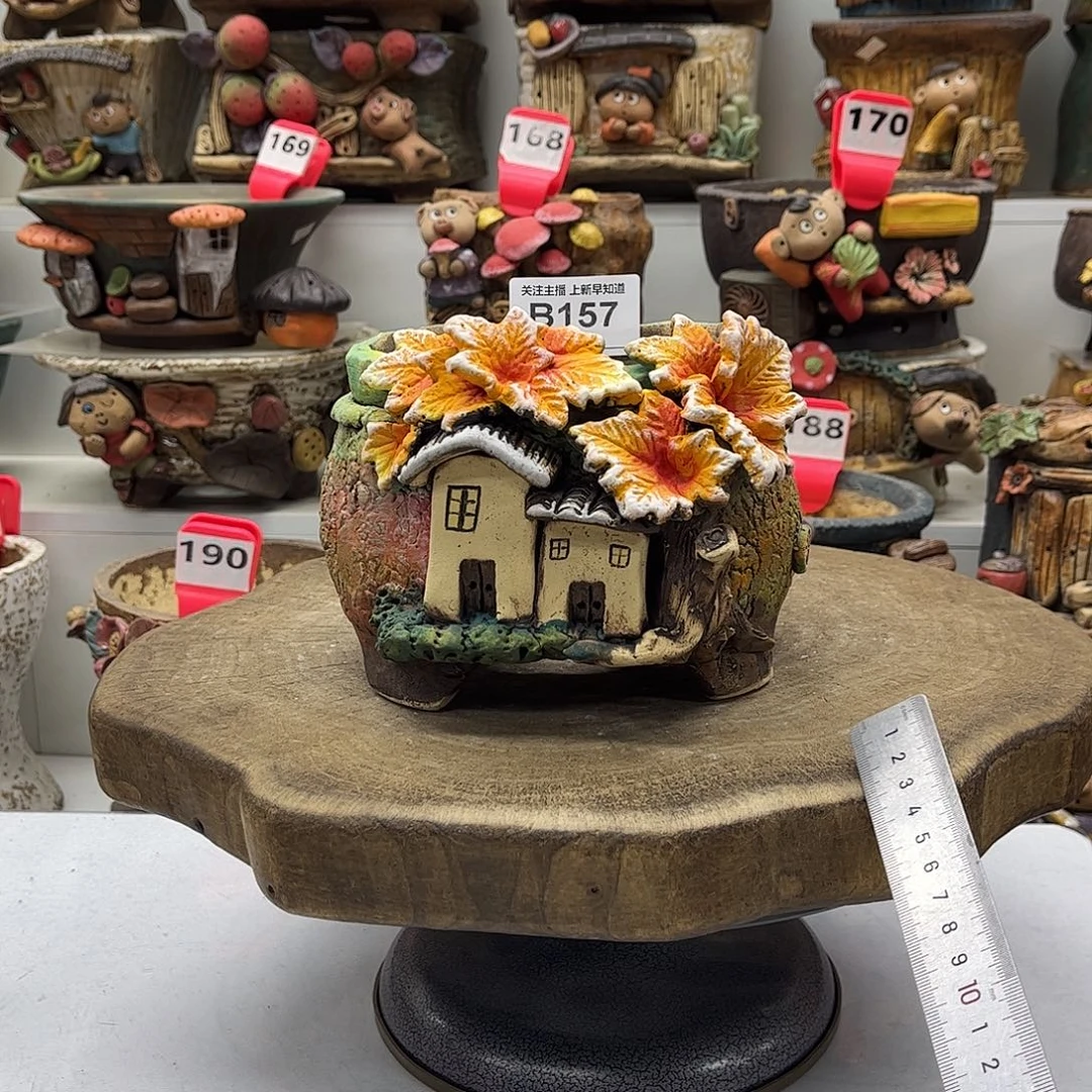 花盆157白狐花盆手捏